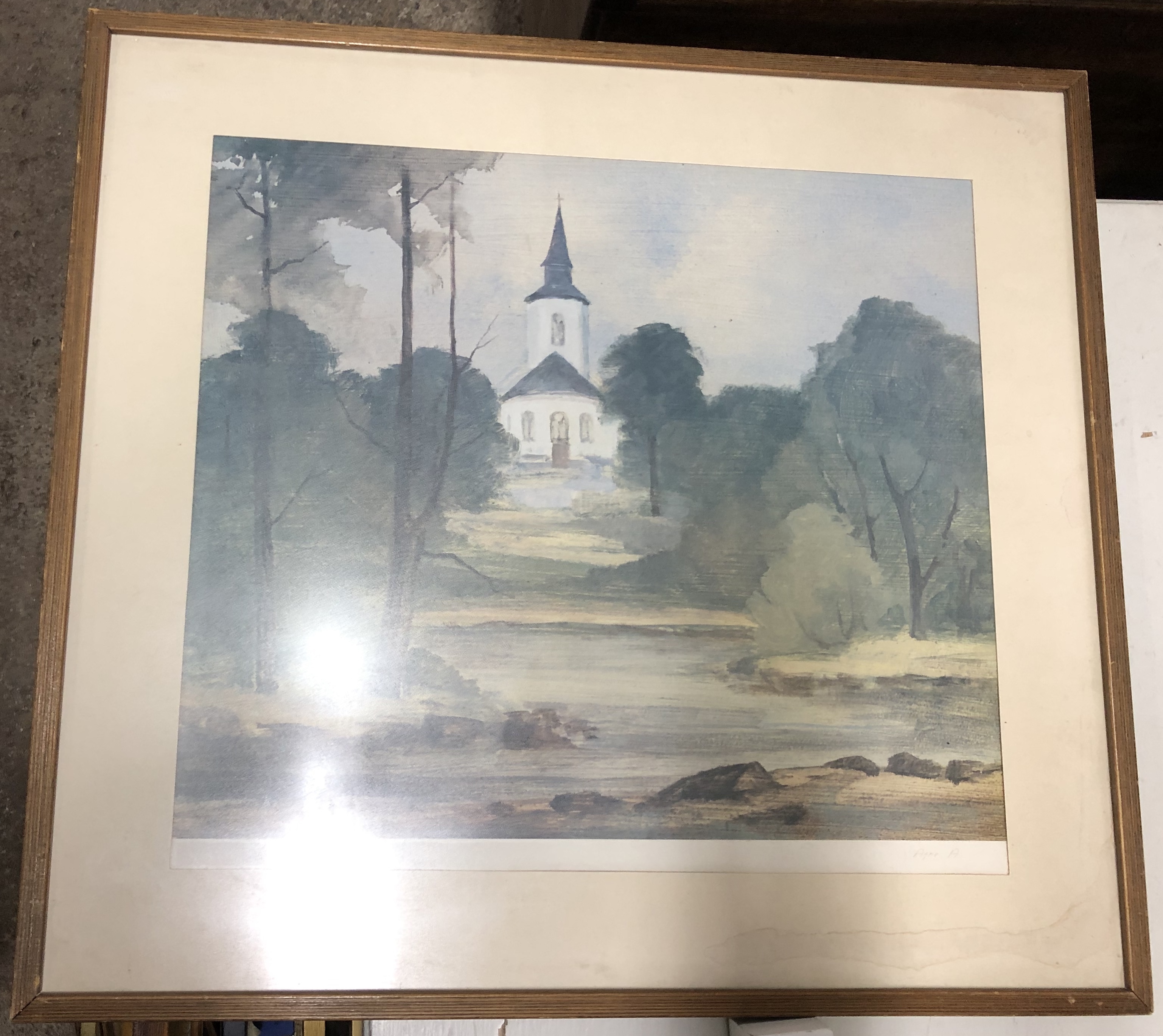 Agne Aronsson - Litografi, Motiv med Kyrka
